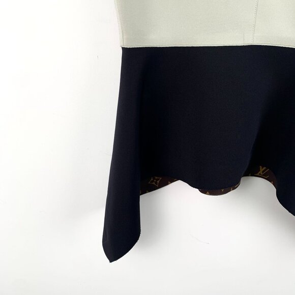 DW0129 Louis Vuitton Two-Tone Sleeveless Peplum Top With Monogram Details - Picture 4 of 8